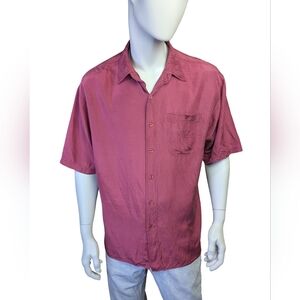 Vintage 90s Silk Short Sleeve Gordie Howe Button Up Shirt – Size Large